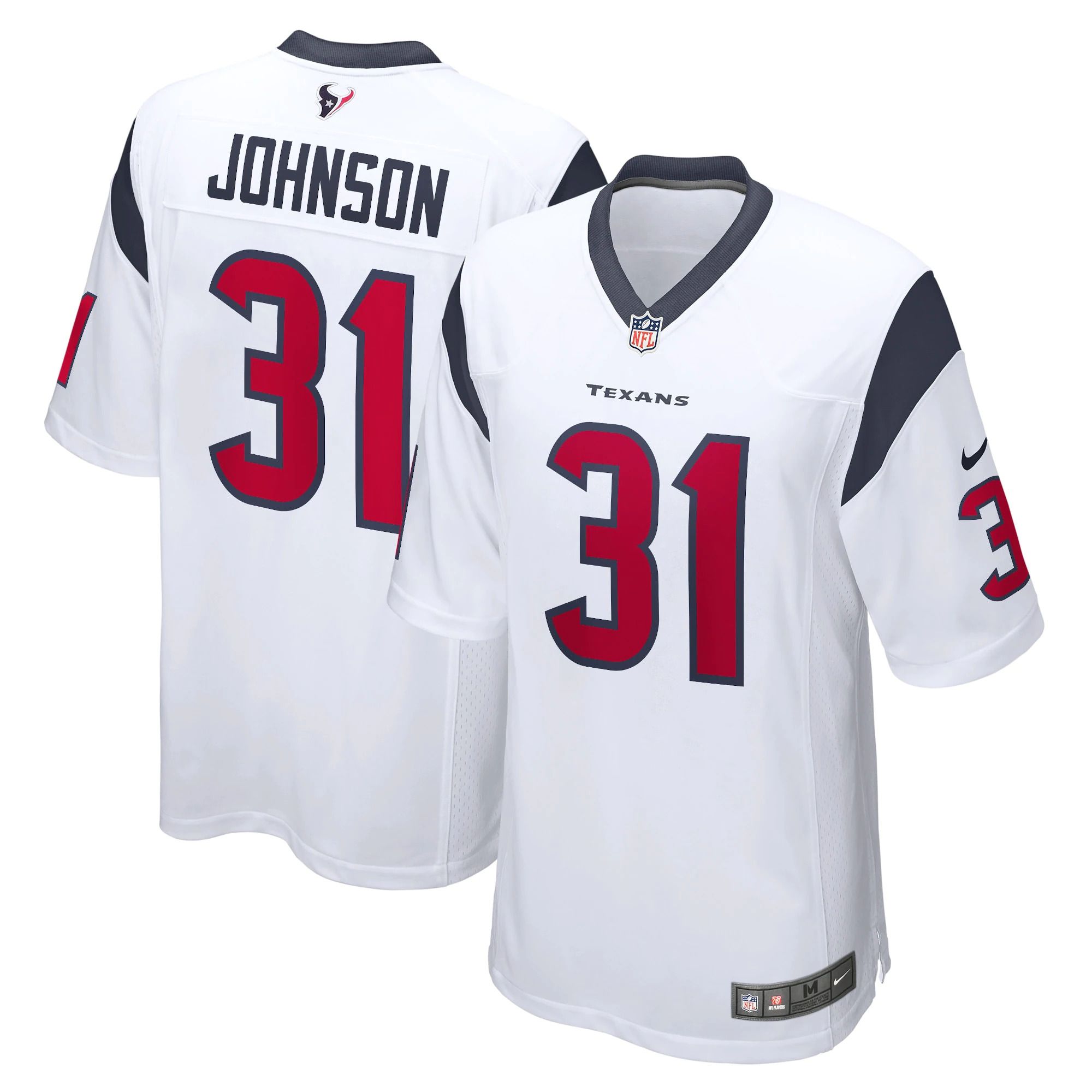 Men Houston Texans 31 David Johnson Nike White Game Player NFL Jersey
